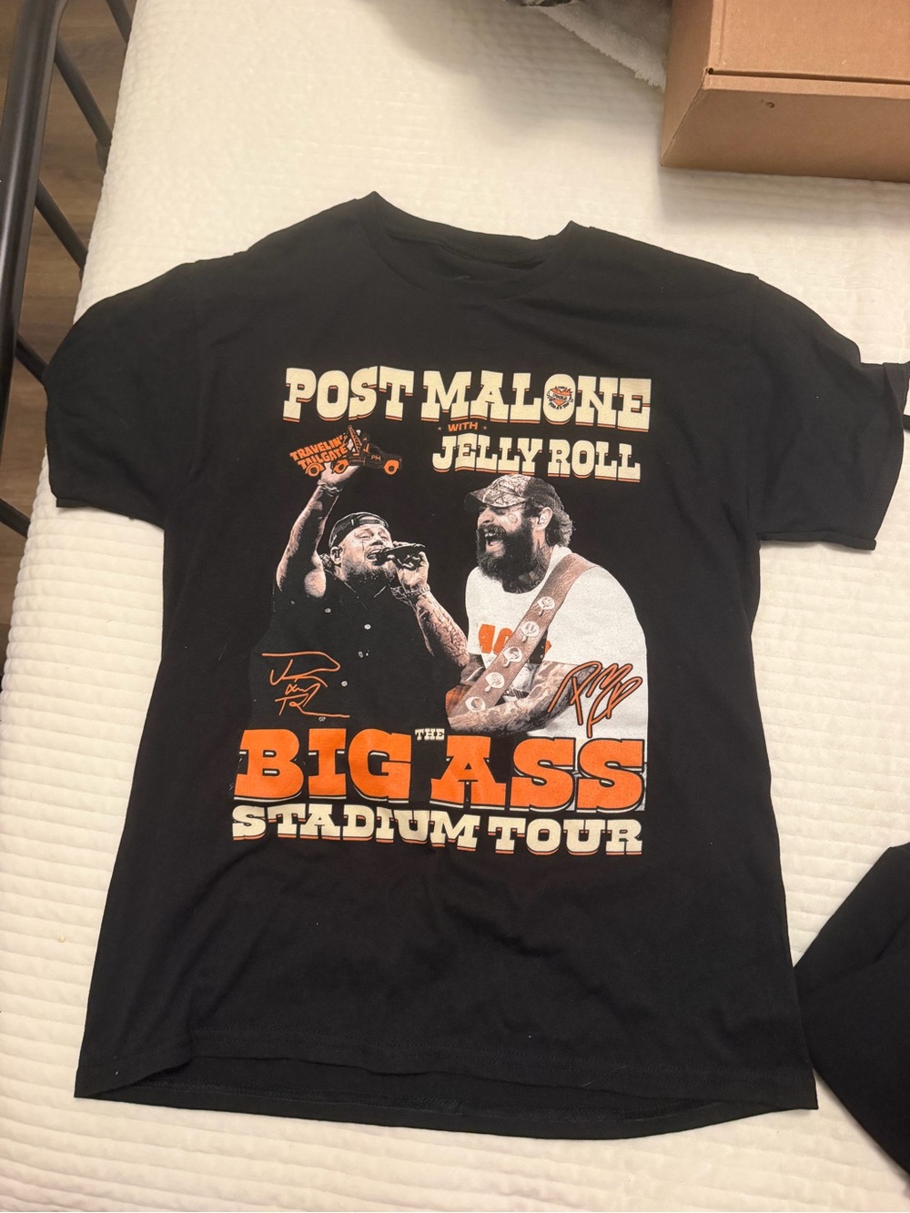 Post Malone Jelly Roll Black & Orange 'Big Ass Stadium Tour' Graphic Tee